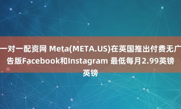 一对一配资网 Meta(META.US)在英国推出付费无广告版Facebook和Instagram 最低每月2.99英镑